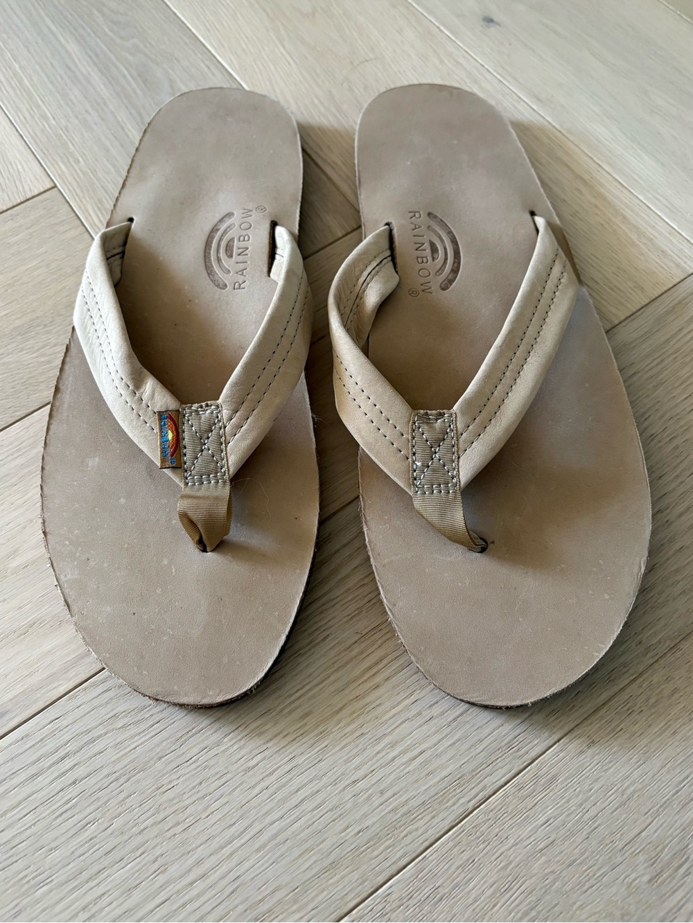 NEW Rainbow Sandals Slides Thong Flip Flop Tan Leather Mens XXL 12-13